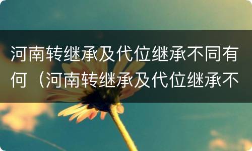 河南转继承及代位继承不同有何（河南转继承及代位继承不同有何区别）