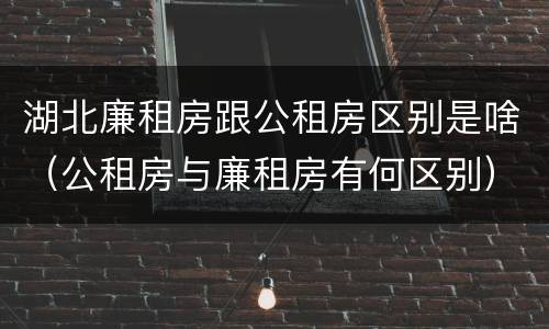 湖北廉租房跟公租房区别是啥（公租房与廉租房有何区别）
