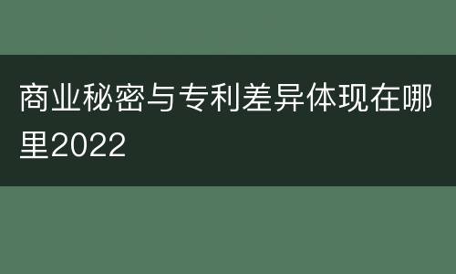 商业秘密与专利差异体现在哪里2022
