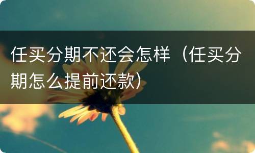 任买分期不还会怎样（任买分期怎么提前还款）