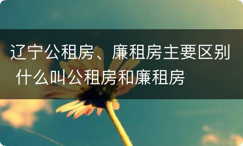辽宁公租房、廉租房主要区别 什么叫公租房和廉租房