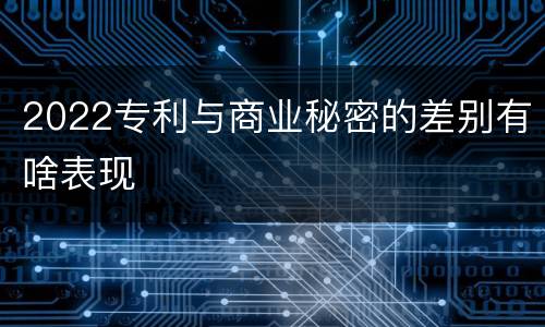 2022专利与商业秘密的差别有啥表现