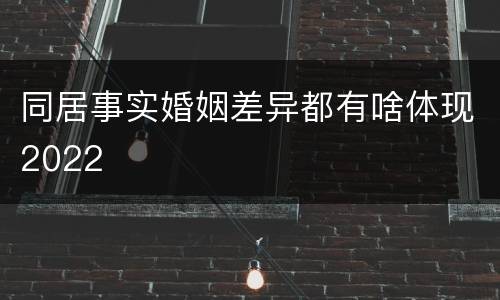 同居事实婚姻差异都有啥体现2022