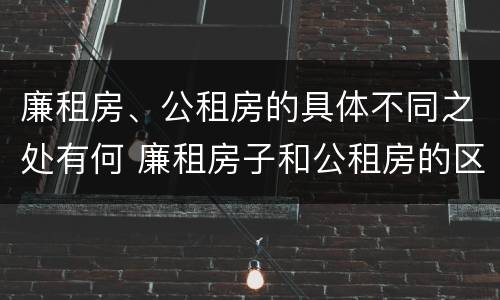 廉租房、公租房的具体不同之处有何 廉租房子和公租房的区别