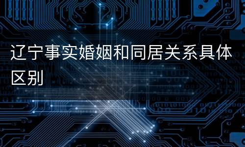 辽宁事实婚姻和同居关系具体区别