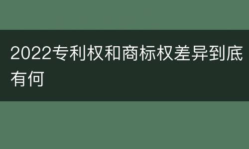 2022专利权和商标权差异到底有何