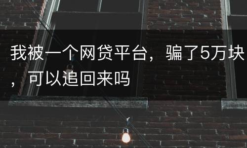 我被一个网贷平台，骗了5万块，可以追回来吗