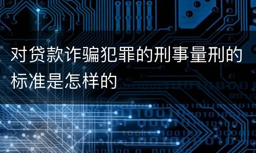 对贷款诈骗犯罪的刑事量刑的标准是怎样的