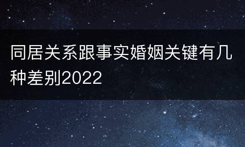 同居关系跟事实婚姻关键有几种差别2022