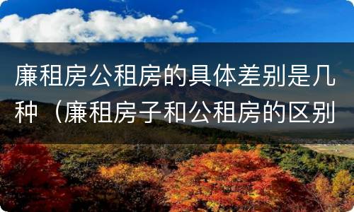 廉租房公租房的具体差别是几种（廉租房子和公租房的区别）