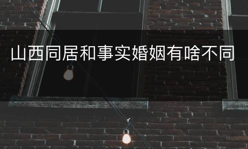 山西同居和事实婚姻有啥不同
