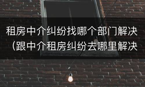 租房中介纠纷找哪个部门解决（跟中介租房纠纷去哪里解决）