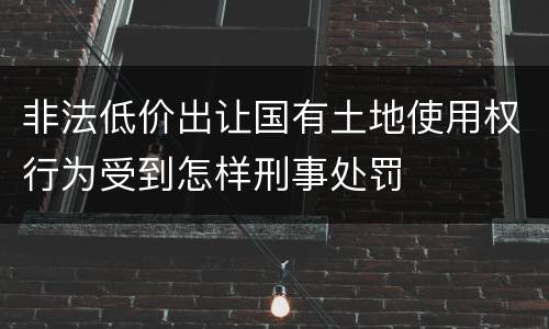 非法低价出让国有土地使用权行为受到怎样刑事处罚