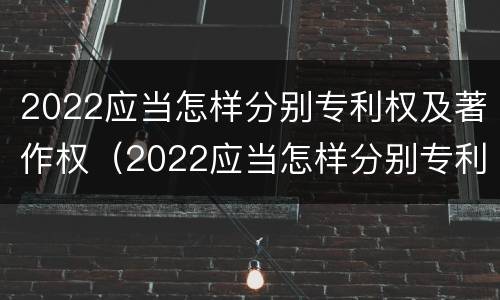 2022应当怎样分别专利权及著作权（2022应当怎样分别专利权及著作权归属）