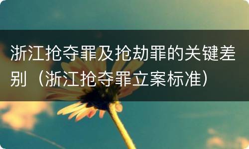 浙江抢夺罪及抢劫罪的关键差别（浙江抢夺罪立案标准）