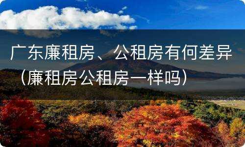 广东廉租房、公租房有何差异（廉租房公租房一样吗）