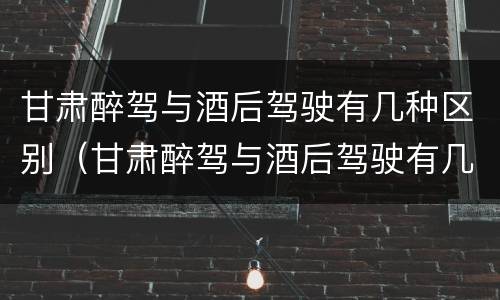 甘肃醉驾与酒后驾驶有几种区别（甘肃醉驾与酒后驾驶有几种区别呢）