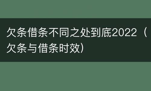 欠条借条不同之处到底2022（欠条与借条时效）