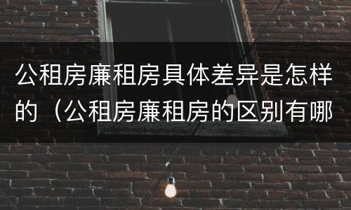 公租房廉租房具体差异是怎样的（公租房廉租房的区别有哪些）