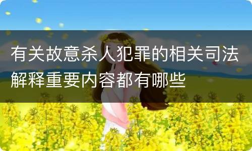 有关故意杀人犯罪的相关司法解释重要内容都有哪些