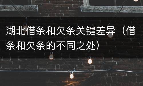 湖北借条和欠条关键差异（借条和欠条的不同之处）