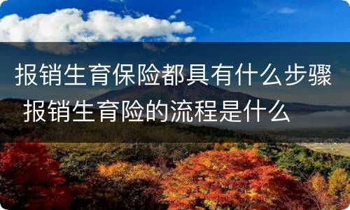 报销生育保险都具有什么步骤 报销生育险的流程是什么