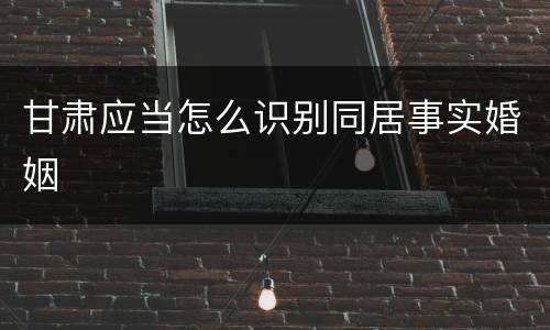 甘肃应当怎么识别同居事实婚姻