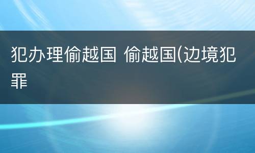 犯办理偷越国 偷越国(边境犯罪