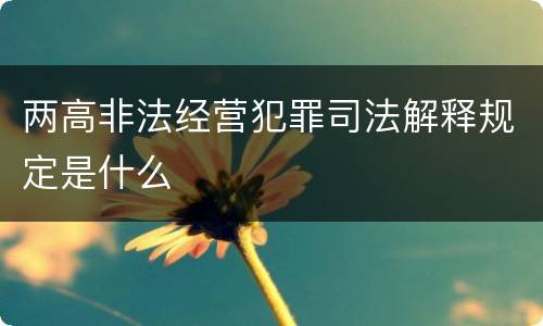 两高非法经营犯罪司法解释规定是什么