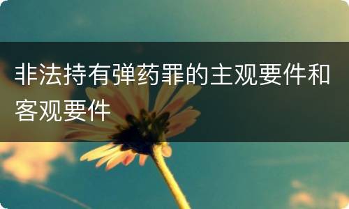 非法持有弹药罪的主观要件和客观要件