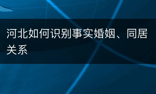 河北如何识别事实婚姻、同居关系