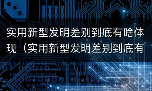 实用新型发明差别到底有啥体现（实用新型发明差别到底有啥体现呢）