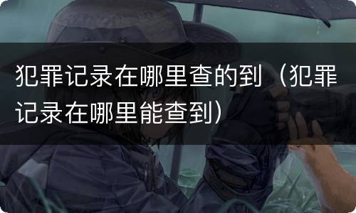 犯罪记录在哪里查的到（犯罪记录在哪里能查到）