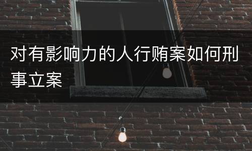 对有影响力的人行贿案如何刑事立案