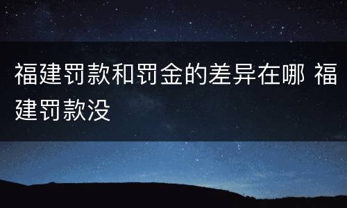 福建罚款和罚金的差异在哪 福建罚款没