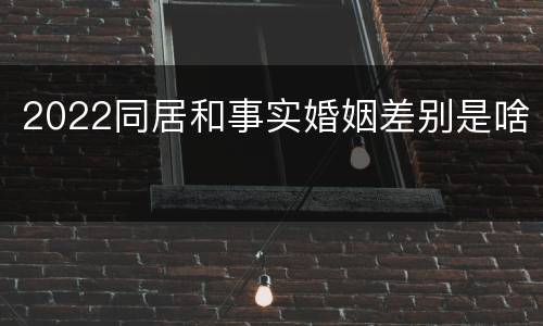 2022同居和事实婚姻差别是啥