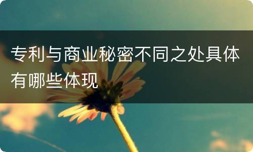 专利与商业秘密不同之处具体有哪些体现