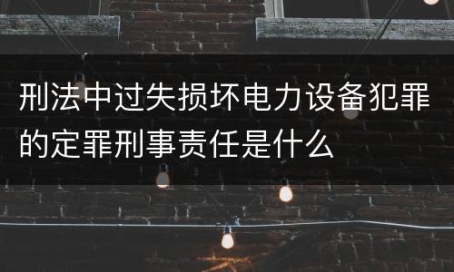 刑法中过失损坏电力设备犯罪的定罪刑事责任是什么