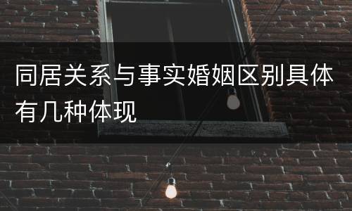 同居关系与事实婚姻区别具体有几种体现