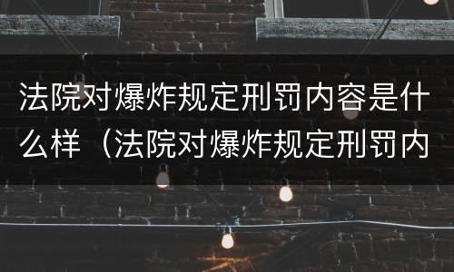 法院对爆炸规定刑罚内容是什么样（法院对爆炸规定刑罚内容是什么样子的）