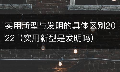 实用新型与发明的具体区别2022（实用新型是发明吗）