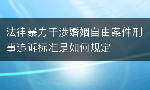 法律暴力干涉婚姻自由案件刑事追诉标准是如何规定