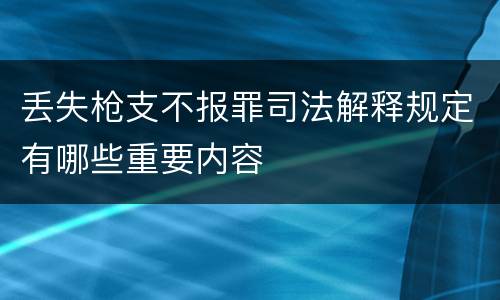 丢失枪支不报罪司法解释规定有哪些重要内容