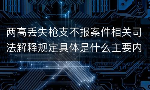 两高丢失枪支不报案件相关司法解释规定具体是什么主要内容