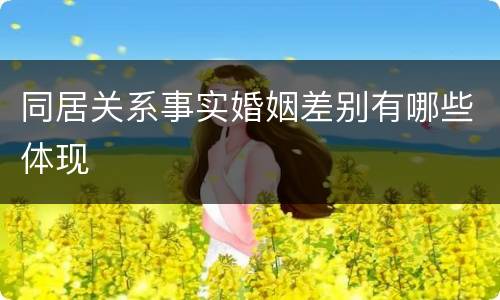 同居关系事实婚姻差别有哪些体现