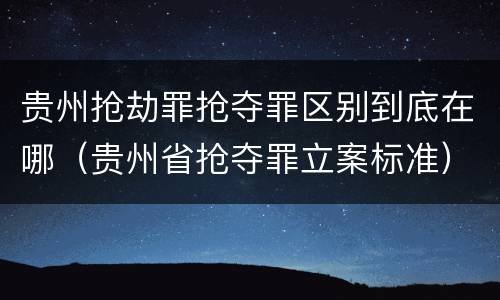 贵州抢劫罪抢夺罪区别到底在哪（贵州省抢夺罪立案标准）