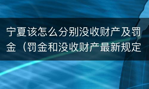 宁夏该怎么分别没收财产及罚金（罚金和没收财产最新规定）