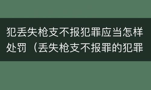 犯丢失枪支不报犯罪应当怎样处罚（丢失枪支不报罪的犯罪主体）