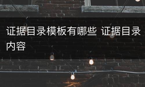 证据目录模板有哪些 证据目录内容