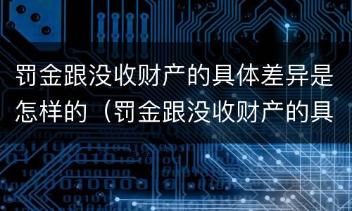 罚金跟没收财产的具体差异是怎样的（罚金跟没收财产的具体差异是怎样的呢）